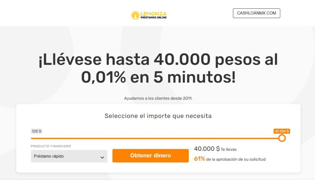 Préstamo rápido Lemonza MX: ¡Llévese hasta 40.000 pesos en 5 minutos!