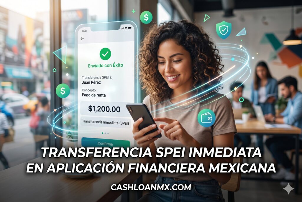 Pantalla m&oacute;vil mostrando transferencia SPEI 24/7 y dep&oacute;sito urgente recibido durante la noche