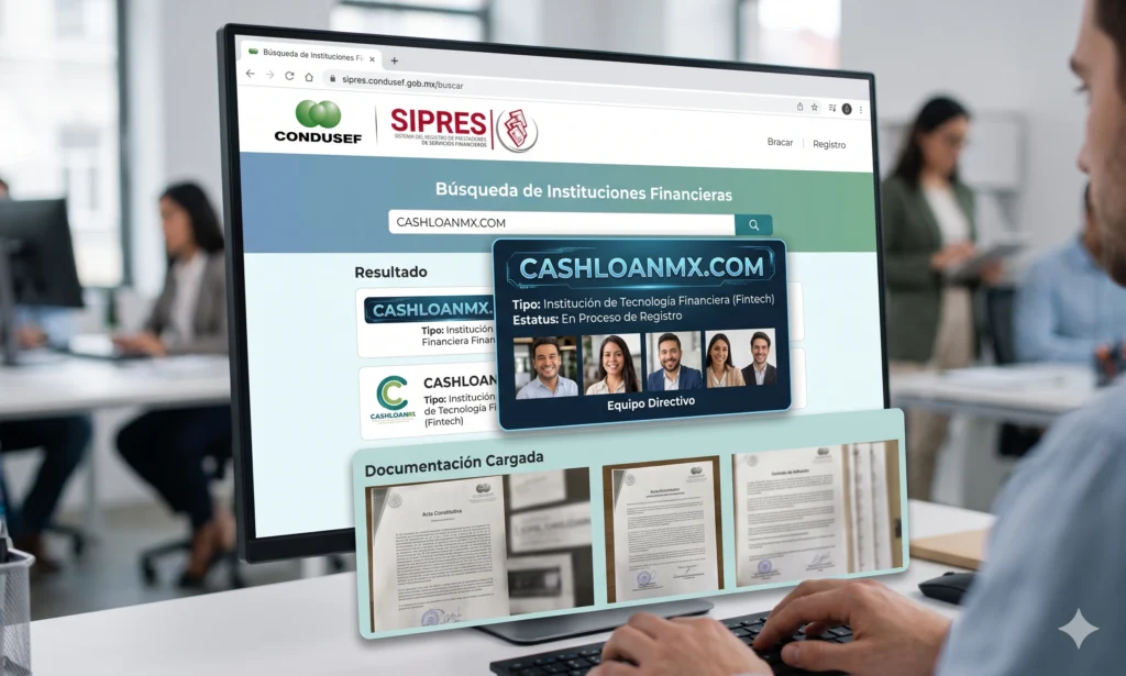 Interfaz del Sistema de Registro de Prestadores de Servicios Financieros SIPRES de CONDUSEF, destacando el campo de b&uacute;squeda de raz&oacute;n social y el estatus de operaci&oacute;n